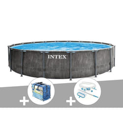 Kit piscine tubulaire Intex Baltik ronde 5,49 x 1,22 m + Bâche à bulles + Kit d'entretien - TU