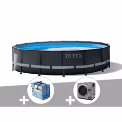 Kit piscine tubulaire Intex Ultra XTR Frame ronde 4,88 x 1,22 m + Bâche à bulles + Pompe à chaleur