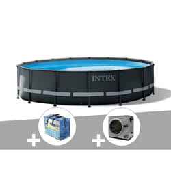 Kit piscine tubulaire Intex Ultra XTR Frame ronde 4,88 x 1,22 m + Bâche à bulles + Pompe à chaleur