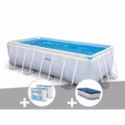 Kit piscine tubulaire Intex Chevron rectangulaire 4,00 x 2,00 x 1,00 m + 6 cartouches de filtration + Bâche de protection