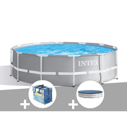 Kit piscine tubulaire Intex Prism Frame ronde 3,66 x 1,22 m + Bâche à bulles + Bâche de protection