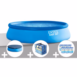 Piscine gonflable Easy Set ronde de la marque Intex de dimensions 4,57 x 1,22 m. Sa structure gonflable et son équipement au  ...