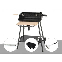 Barbecue charbon Bergamo + Pince en inox + Gant de protection + Brosse En t Somagic