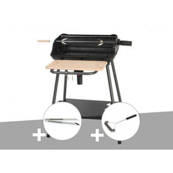 Barbecue charbon Bergamo + Pince en inox + Brosse En t Somagic