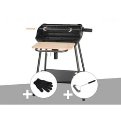 Somagic - Barbecue charbon Bergamo + Gant de protection + Brosse En t