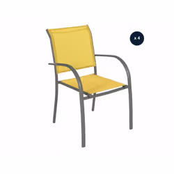 Lot de 4 fauteuils de jardin Piazza Hespéride Le fauteuil de jardin Piazza Hespéride est fabriqué avec une structure en alumi ...