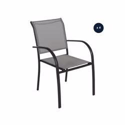 Lot de 4 fauteuils de jardin en texaline Piazza Galet/Graphite