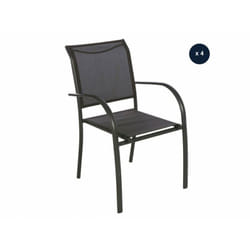 Hesperide - Lot de 4 fauteuils de jardin en texaline Piazza Gris anthracite/Graphite