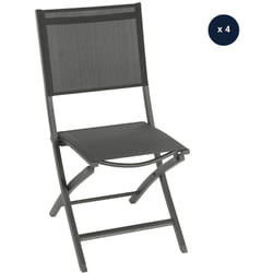 Hesperide - Lot de 4 chaises de jardin en aluminium pliables anthracite/graphite Essentia - Hespéride