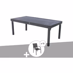 Table de jardin extensible Piazza de la marque Hespéride. Elle vous permet d'accueillir de 10 à 12 personnes. Entièrement en  ...