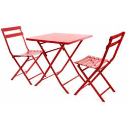 Salon de jardin carré en métal Greensboro 70 x 70 cm Groseille avec 2 chaises - Hespéride