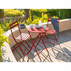 Salon de jardin Greensboro Hespéride rond 2 places Ce petit salon de jardin pour balcon et petit espace vous offrira un endro ...