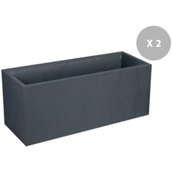 Lot de 2 Jardinières rectangulaires Volcania effet pierre 99,5 x 39,5 x 43,5 cm - 98 l - Gris anthracite