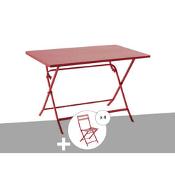 Table de jardin rectangle Greensboro 110 x 70 cm Groseille + 4 chaises - Hespéride