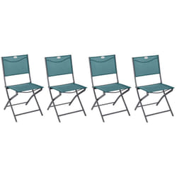 Hesperide - Lot de 4 Chaises de jardin pliante métal Modula Bleu Canard/Graphite - Hespéride