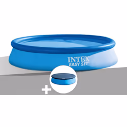 La piscine autoportante Intex mesure Ø 3,66 m x 76 cm. Elle est idéale pouir les familles avec de jeunes enfants. Installée e ...
