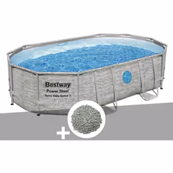 La piscine tubulaire ovale Power Steel Swim Vista avec hublots 4,88 x 3,05 x 1,07 m de Bestway offre aux familles une expérie ...