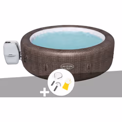 Spa gonflable Lay-Z-Spa St Moritz rond Airjet 5/7 places Avec un motif évoquant le rotin du mobilier de jardin traditionnel e ...