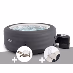 Kit spa gonflable Intex PureSpa Access rond Bulles 4 places + Kit d'entretien + Porte-verre