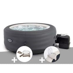 Kit spa gonflable Intex PureSpa Access rond Bulles 4 places + Kit d'entretien + Porte-verre