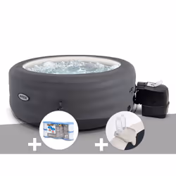 Kit spa gonflable Intex PureSpa Access rond Bulles 4 places + 6 filtres + Porte-verre