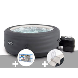 Kit spa gonflable Intex PureSpa Access rond Bulles 4 places + 6 filtres + Porte-verre