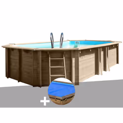 Kit piscine bois Gré Safran 2 6,20 x 3,95 x 1,36 m + Bâche à bulles