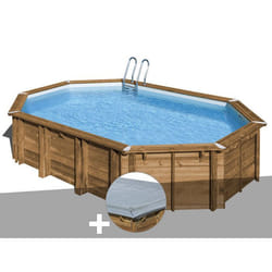 Kit piscine bois Gré Avocado 6,56 x 4,56 x 1,31 m + Bâche hiver