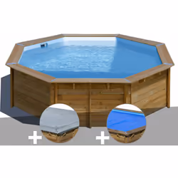 Profitez d'une baignade à domicile en toute tranquillité avec la piscine bois Sunbay modèle Violette Ø 5,00 x 1,27 m ! Dimens ...