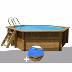 Kit piscine bois Gré Vanille 2 Ø 4,00 x 1,19 m + Bâche à bulles