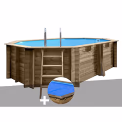 Kit piscine bois Gré Grenade 2 4,36 x 3,36 x 1,17 m + Bâche à bulles