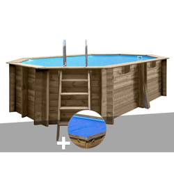 Kit piscine bois Gré Grenade 2 4,36 x 3,36 x 1,17 m + Bâche à bulles