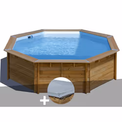 Kit piscine bois Gré Violette 2 Ø 5,00 x 1,27 m + Bâche hiver