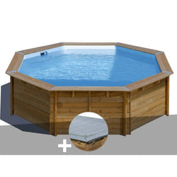 Kit piscine bois Gré Violette 2 Ø 5,00 x 1,27 m + Bâche hiver