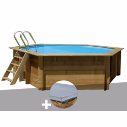 Kit piscine bois Gré Vanille 2 Ø 4,00 x 1,19 m + Bâche hiver