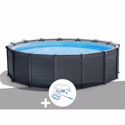 Kit piscine tubulaire Intex Graphite ronde 4,78 x 1,24 m + Kit d'entretien