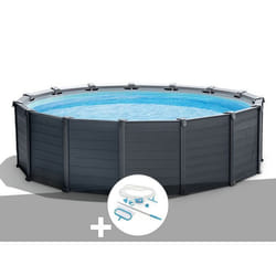 Kit piscine tubulaire Intex Graphite ronde 4,78 x 1,24 m + Kit d'entretien