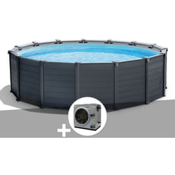 Kit piscine tubulaire Intex Graphite ronde 4,78 x 1,24 m + Pompe à chaleur