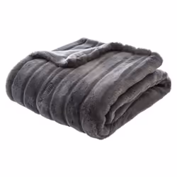 Plaid fourrure 120 x 160 cm Atmosphera - Gris foncé