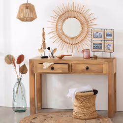 Ensemble de 2 tables dappoint naturel en corde noir Atmosphera