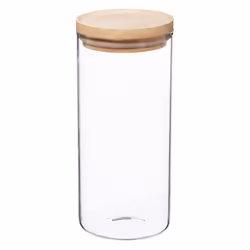 Bocaux de rangement en verre et bois couvercle hermétique Atmosphera