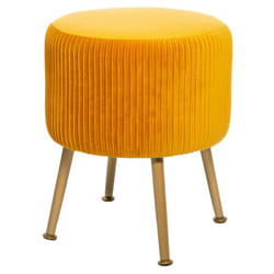 Tabouret en velours plissé solaro atmosphera - ocre