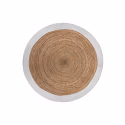 Tapis rond jute bord noir ou blanc diamètre 120 cm Atmosphera - Blanc