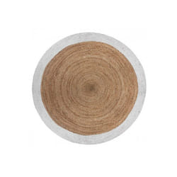 Tapis rond jute bord noir ou blanc diamètre 120 cm Atmosphera - Blanc