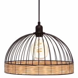 Suspension filaire "Suwa" métal & rotin Diamètre 35 cm Atmosphera