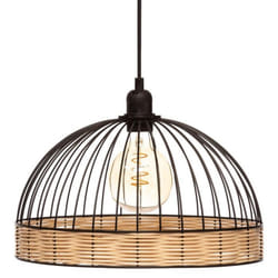 Suspension filaire "Suwa" métal & rotin Diamètre 35 cm Atmosphera