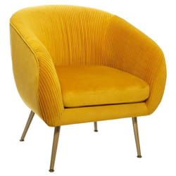 Atmosphera - Fauteuil solaro en velours plissé ocre