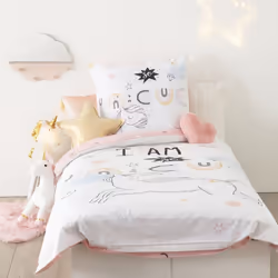 Parure de couette 140 x 200 "Licorne" Réversible 100% Coton / 57 Fils/cm²