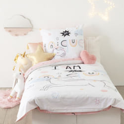 Parure de couette 140 x 200 "Licorne" Réversible 100% Coton / 57 Fils/cm²