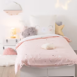 Parure de couette 140 x 200 "Chat" Réversible 100% Coton / 57 Fils/cm²